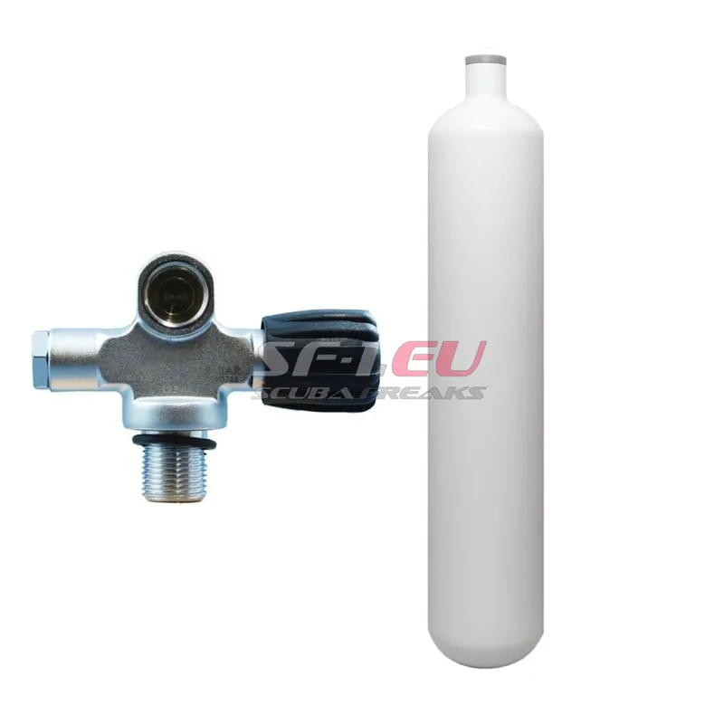 3 l konvex 300 bar Stahlflasche weiß ECS mit Brückenventil (Rubber Knob rechts) Neu Im Sortiment