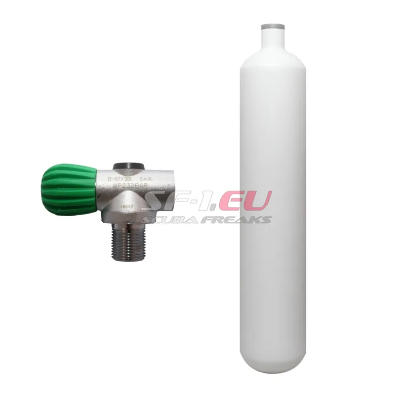 3 l konvex 232 bar Stahlflasche weiß ECS mit Nitrox Rebreatherventil Ausverkauf