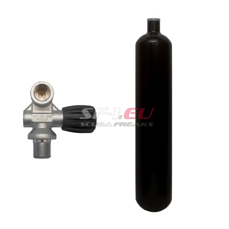 3 l konvex 300 bar Stahlflasche schwarz ECS mit Monoventil (Rubber Knob rechts) Aktuell