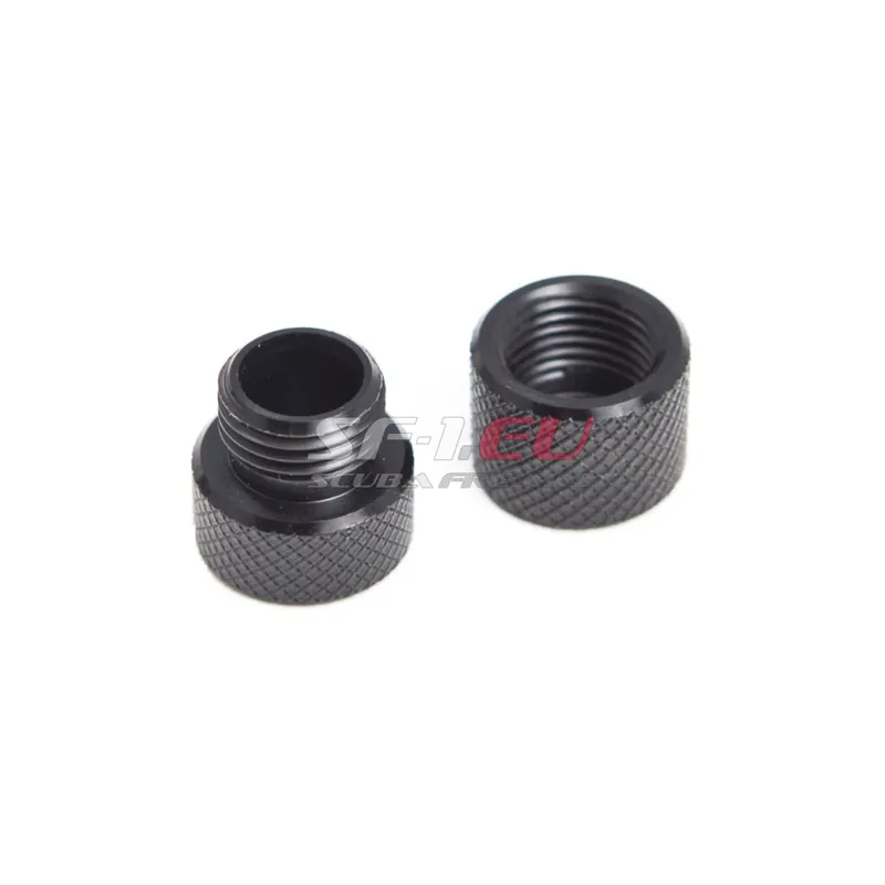Sichere Zahlung XS Scuba Verschlusskappen-Set 9/16" für 2. Stufe und Mitteldruckschlauch
