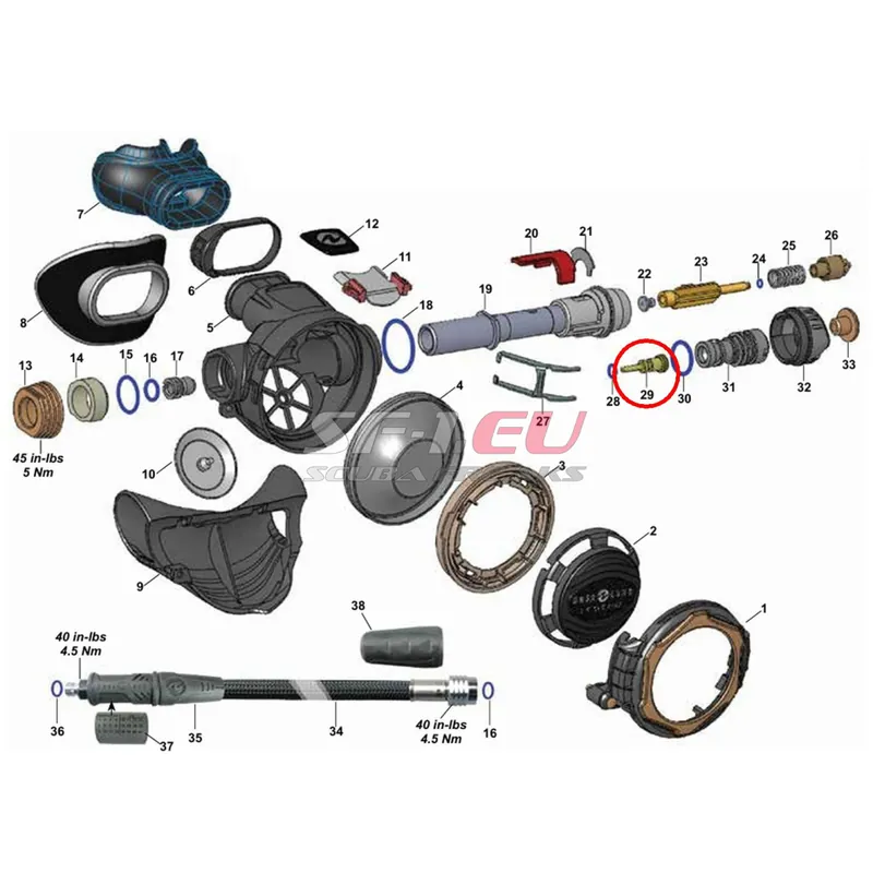 AquaLung innere Einstellschraube für Leg3nd MBS und Legend LX 2. Stufen Top-Angebot