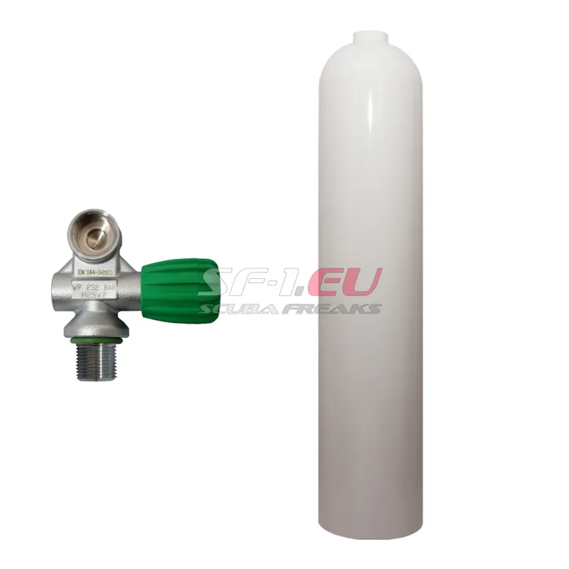 Preis Gesenkt 40 cf Aluflasche weiß MES mit Nitrox Monoventil (Rubber Knob rechts)