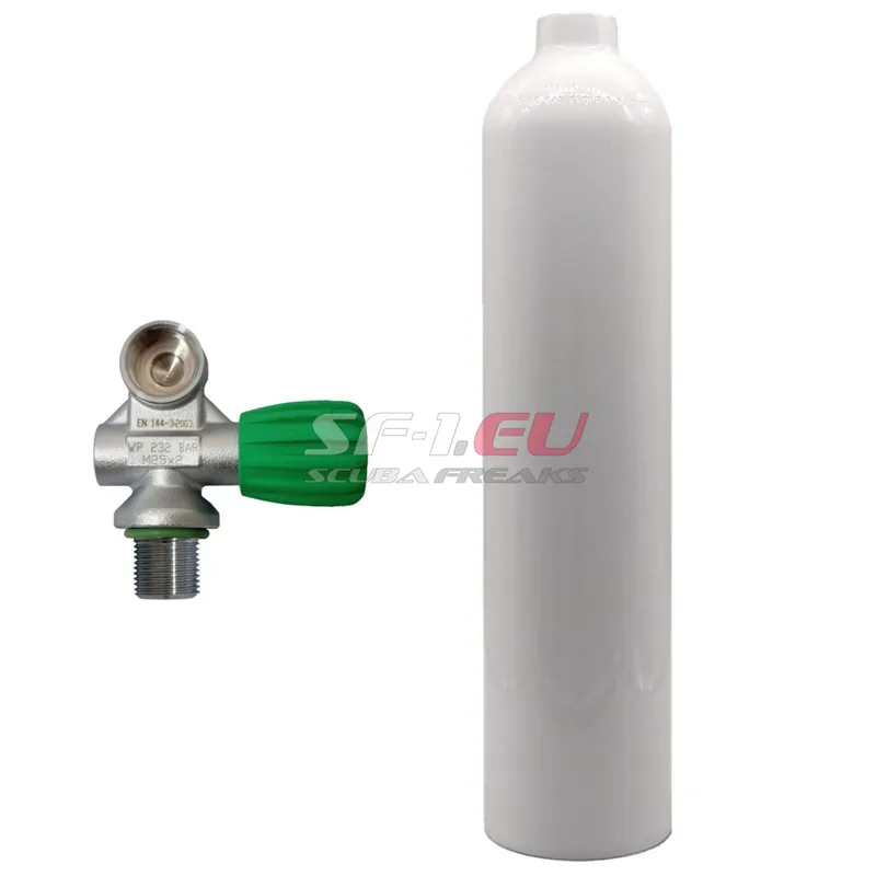 Bestseller 7 l Aluflasche weiß MES mit Nitrox Monoventil (Rubber Knob rechts)