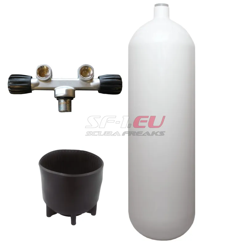10 l konvex 232 bar Stahlflasche weiß ECS mit T-Ventil, Fuss Bestpreis