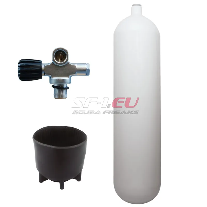 12 l konvex 232 bar Stahlflasche weiß ECS mit Brückenventil (Rubber Knob links), Fuss Versand Am Gleichen Tag