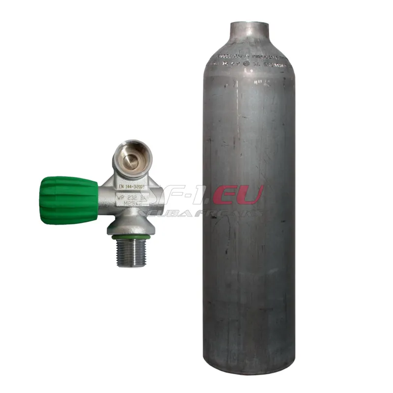 Zertifiziert 3 l Aluflasche natur MES mit Nitrox Monoventil (Rubber Knob links)