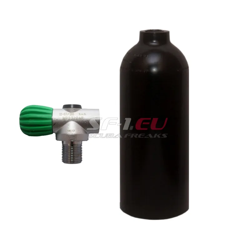 Finale Aktion 1.5 l Aluflasche schwarz Tecline mit Nitrox Rebreather Ventil