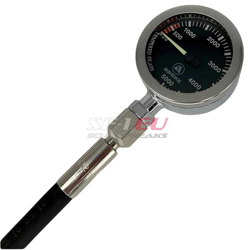 Apeks TEK Finimeter Set SPG 52 mm Chrom poliert, 5000 psi Display schwarz mit Gummi Hochdruckschlauch Direkt Vom Hersteller