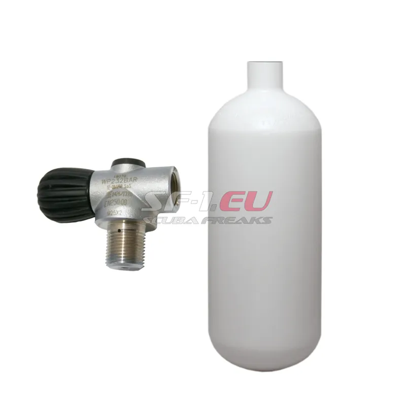 2 l konvex 232 bar Stahlflasche weiß ECS mit Rebreather Ventil Günstig