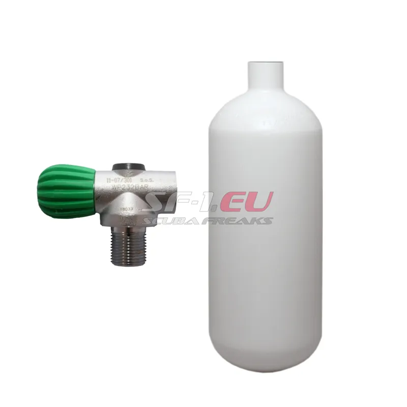 Billig 2 l konvex 232 bar Stahlflasche weiß ECS mit Nitrox Rebreather Ventil