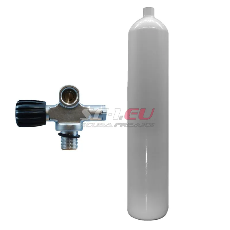 Preiswert 8.5 l konkav 232 bar Stahlflasche weiß ECS mit Brückenventil (Rubber Knob links)