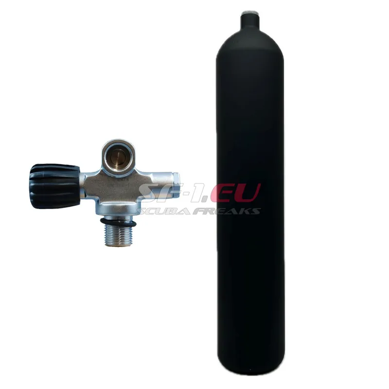 Kracherpreis 8.5 l konkav 232 bar Stahlflasche schwarz ECS mit Brückenventil (Rubber Knob links)