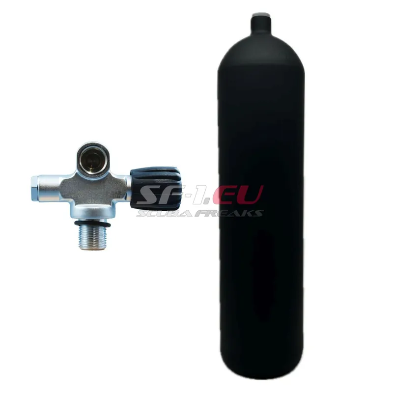 12 l konkav 232 bar Stahlflasche schwarz ECS mit Brückenventil (Rubber Knob rechts) Kracherpreis