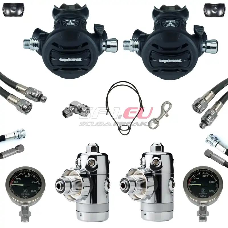 Apeks XTX 50 Sidemount Set DIN - SPG schwarz 0-5000 psi (AP0100FIMP) Ausverkauf