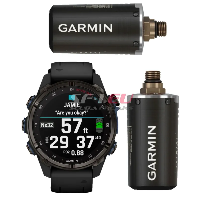 Super-Preis GARMIN Descent Mk3i 43 mm grau mit schwarzem Silikonarmband und 2 GARMIN T2 Sendern
