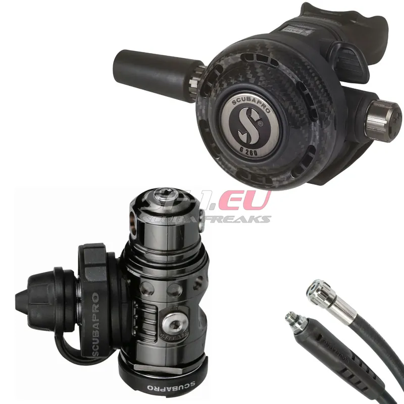 Scubapro MK19 EVO Black Tech Stage Set aus MK19 EVO Black Tech - G260 Carbon - Gummi 75 cm Mega-Angebot