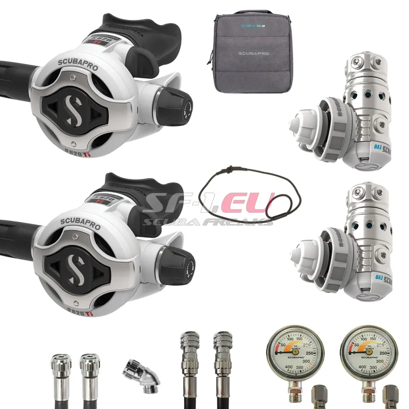 Scubapro MK25 EVO weiß - S620Ti weiß Sidemount Set DIN SF-1 Edition Sichere Zahlung