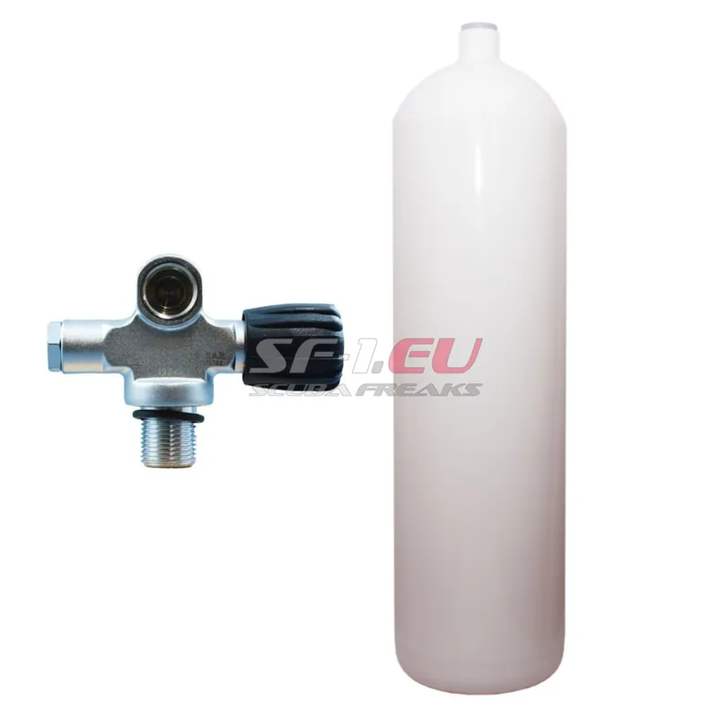 Versand Am Gleichen Tag 12 l konkav 232 bar Stahlflasche weiß ECS mit Brückenventil (Rubber Knob rechts) DirZone