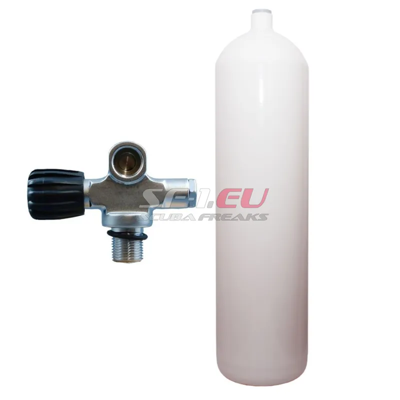 12 l konkav 232 bar Stahlflasche weiß ECS mit Brückenventil (Rubber Knob links) DirZone Wochenendangebot