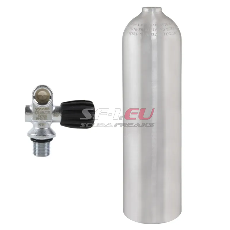 Neue Kollektion 80 cf Aluflasche gebürstet Tecline mit SoS Monoventil (Rubber Knob rechts)