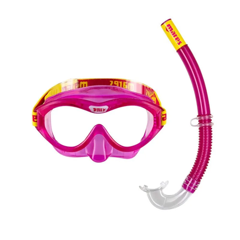 Geprüft Maske + Schnorchel DILLY JR Combo Mares - Kinder Růžová