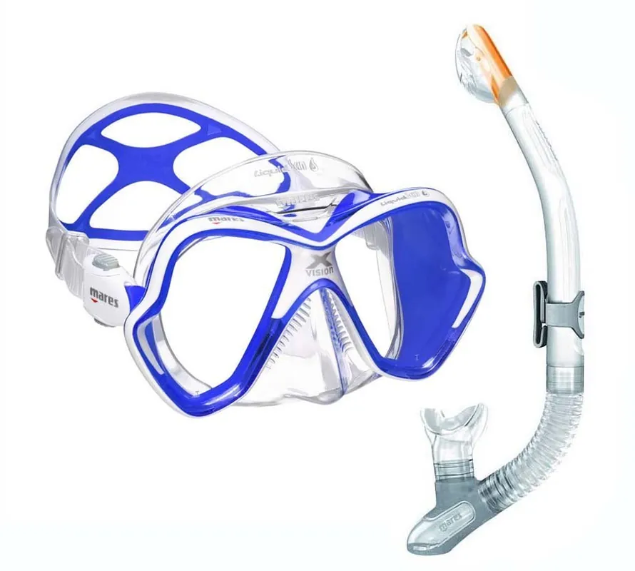 MARES X-VISION ULTRA LS LiquidSkin Tauchmaske + ERGO DRY Trockenschnorchel (Klar) Čirá - Modrá Letzte Chance