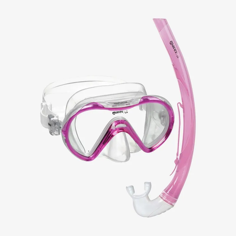 Begrenztes Angebot Maske + Schnorchel Mares Seahorse COMBO Schnorchelset Růžová