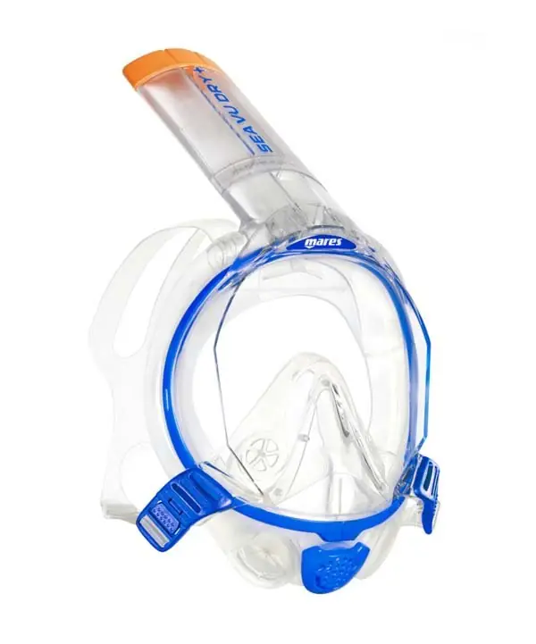 FULL Schnorchelmaske MARES DRY SEA VU + SM Blau Billig