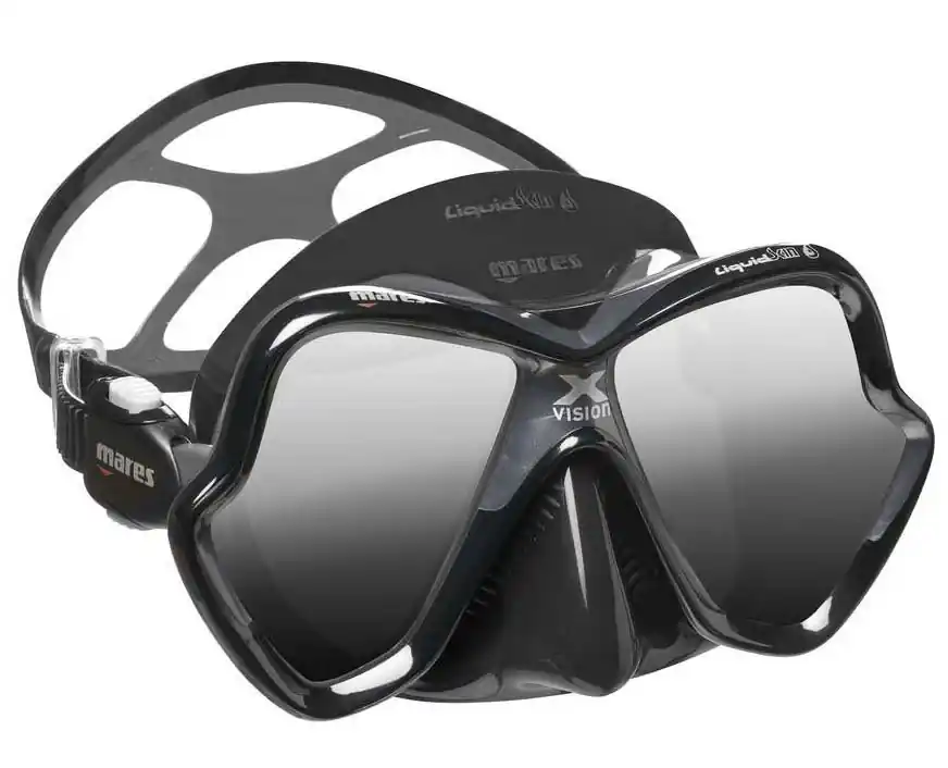 Neue Kollektion MARES Tauchmaske X-VISION ULTRA LS Spiegelobjektiv LiquidSkin Schwarz / Schwarz - Silber Glas