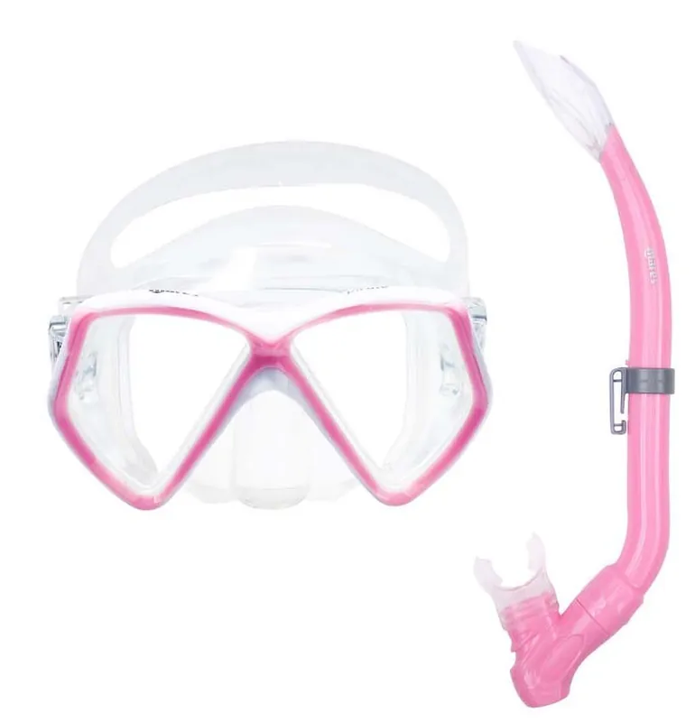 Super-Preis Maske und Schnorchel und MARES PIRATE TONGA Junior Set - Baby rosa / weiß