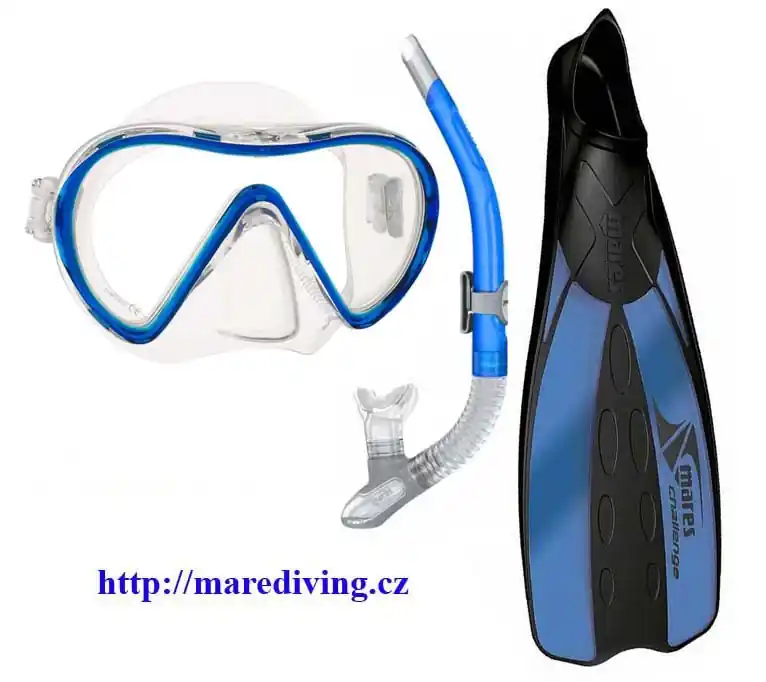 Angebot Maske + Schnorchel + Flossen - Schnorcheln MARES SET Blau 46/47