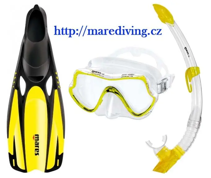 Maske + Schnorchel + Flossen - MARES PURE VISION SET Yellow 40/41 Saisonangebot