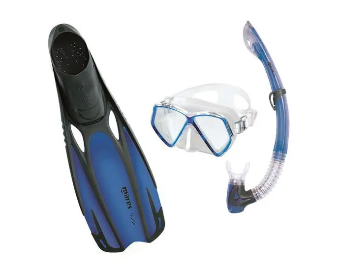 Maske + Schnorchel + Flossen - MARES PIRATEN SET - Junior Blau 27/30 Begrenztes Angebot