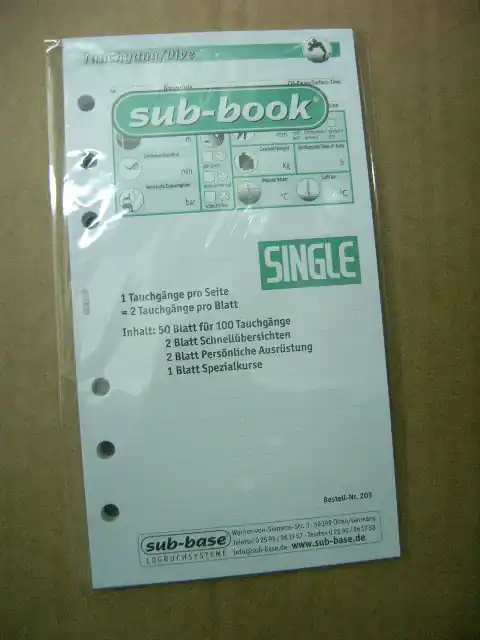 Bestseller Sub Base Logbuch Einlagen Single, 1 TG/Seite, 100 TG