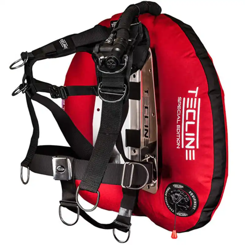TECLINE Donut Special Edition RED Wing Set mit Komfort-Harness Winggröße 22 Liter, Backplate Edelstahl Standard Letzte Chance