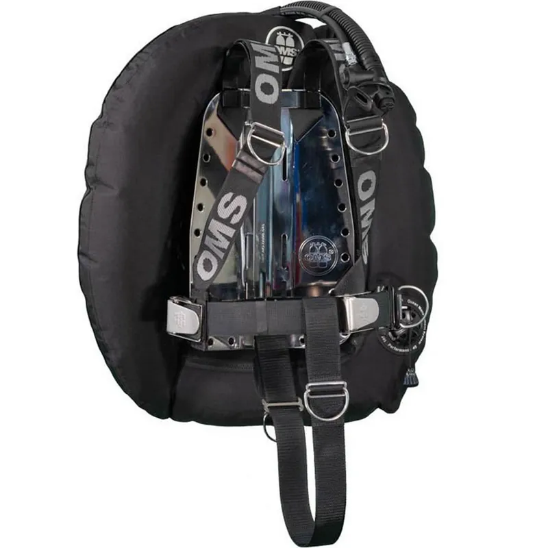 Abverkauf OMS SmartStream Performance Double Wing Set 60lb Backplate Edelstahl Standard, Wing Farbe schwarz