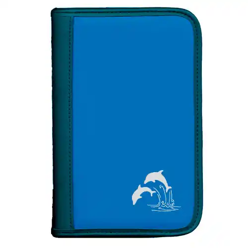 Taucherlogbuch sub-book - Farbe blau - Motiv Delphine - ohne Einlage Schneller Versand