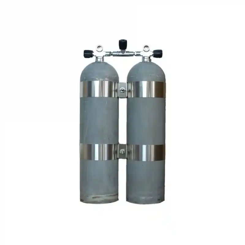 Expressversand Alu Doppelgerät mit Absperrbrücke und V4tec Schellen 2x11.1 L - 207bar