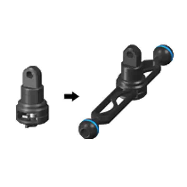 Markenprodukt Nauticam YS Adapter Anschluss für Blitzarme - Light mounting stem YS Mount for fastening on Strobearms