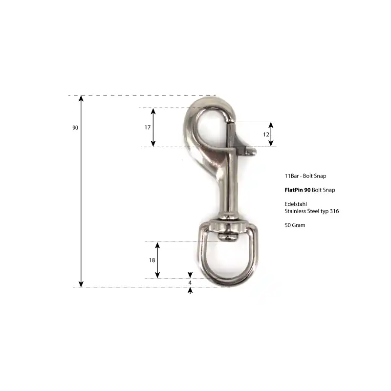 Must-Have 11BAR - Flatpin Boltsnap - 90mm Edelstahl V4A