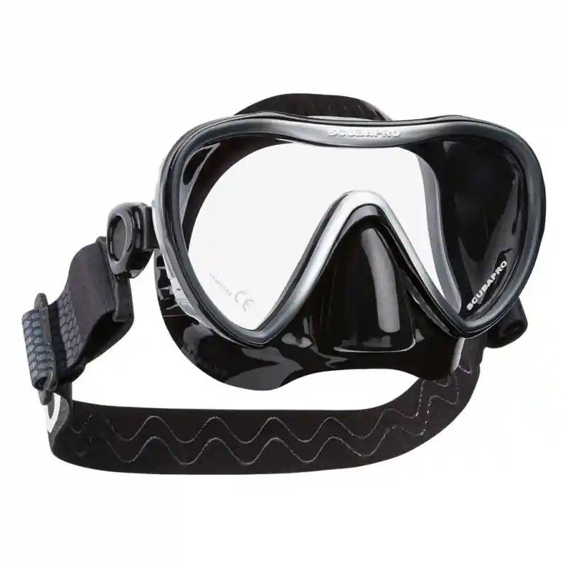 Scubapro Tauchmaske - Synergy 2 - mit Comfort Strap - Rahmen Schwarz - Silikon Silber Nur Für Kurze Zeit