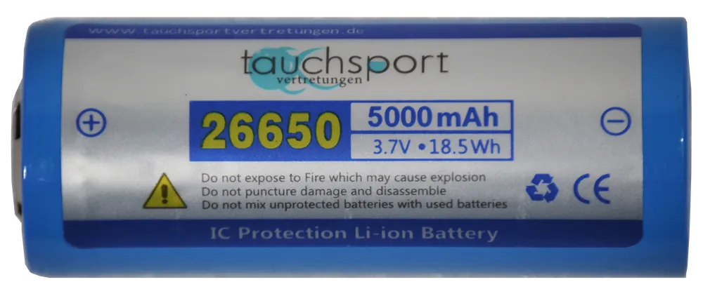 Sonderangebot Lithium-Ionen Ersatzakku 26650 Oceama Military / Calmar