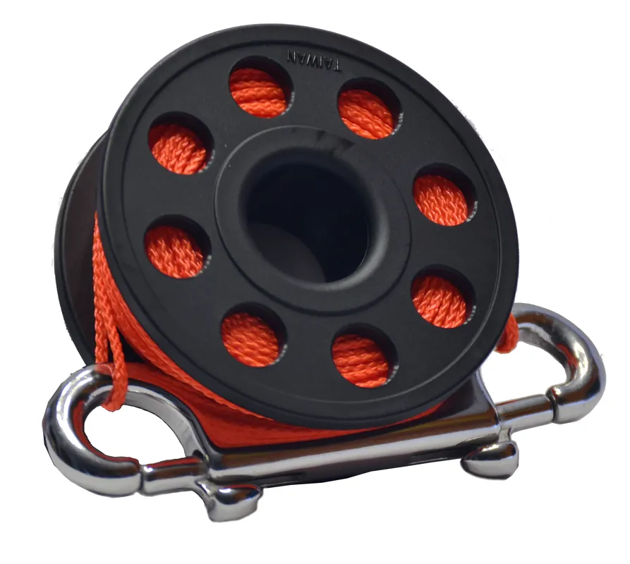Günstig Fingerspool 15m, Leine orange, Edelstahl Doppelender-Karabiner - Tauchsportvertretungen