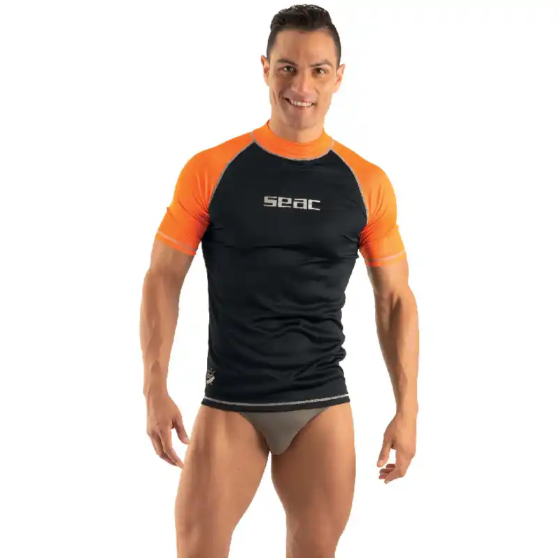 Preisknaller Seac T-Sun Kurz Herren Schwarz/Orange Rashguard